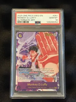 2025 One Piece Anime 25th Monkey D. Luffy Alternate Art #EB02-061 PSA 10 - Image 1