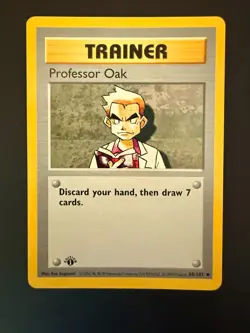 Pokemon Card Professor Oak NM 1st Edition Base Set (Shadowless) 88/102 Uncommon - Image 1
