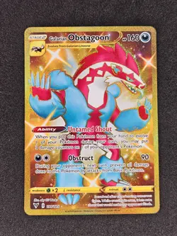 Galarian Obstagoon Gold Full Art 198/185 SWSH Vivid Voltage Pokemon Card NM+ - Image 1