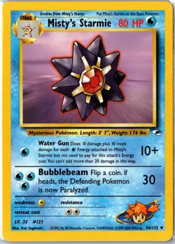 Pokemon Card - Misty's Starmie 56/132 Gym Heroes Uncommon Unlimited MP - Image 1