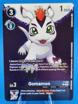 Digimon TCG Time Stranger Gomamon Promo Card P-196 Foil Alt Art English NM - Image 1