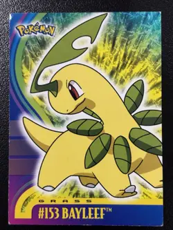 #153 BAYLEEF BLUE Logo Pokemon Topps TV Animation Edition Card 2001 MP - Image 1