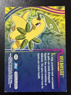 #153 BAYLEEF BLUE Logo Pokemon Topps TV Animation Edition Card 2001 MP - Image 2