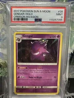 2017 POKEMON SUN & MOON CRIMSON INVASION GENGAR HOLO 38/111 PSA 9 - Image 1