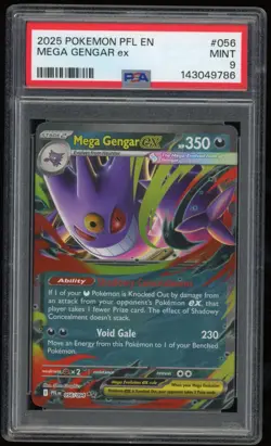 2025 Phantasmal Flames #056 Mega Gengar ex PSA 9 Mint - Image 1