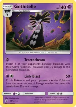 GOTHITELLE 54/145 RARE GUARDIANS RISING POKEMON REVERSE HOLO NM - Image 1