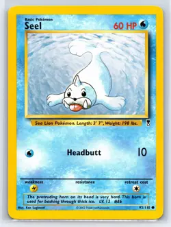 2002 Pokemon TCG Legendary Collection Seel - 92/110 - NM - Image 1
