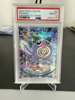Pokemon Topps Chrome Tekno Poliwag #60 PSA 10 Gem Mint Pop 5!! New Cert Low Pop - Image 1