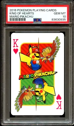 PSA 10 GEM MINT Mario Pikachu KING OF HEARTS Playing Card 2016 Pokemon Card 935 - Image 2