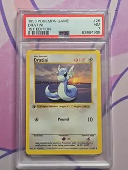 1999 Pokemon Game Dratini PSA 7 Mint 1st First Edition 26 Base Set Card 26/102 - Image 1