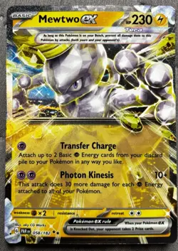 Pokemon TCG Mewtwo EX Paradox Rift Holo Card 058/182 Double Rare - Image 1