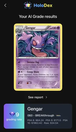 Pokemon Gengar Holo Rare TCG Card 60/162 XY Breakthrough 9.0 holo deck grade - Image 4