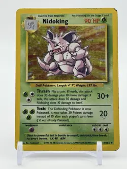 1999 Pokemon Base Set Unlimited Nidoking Holo 11/102 #11 HP Damage - Image 1