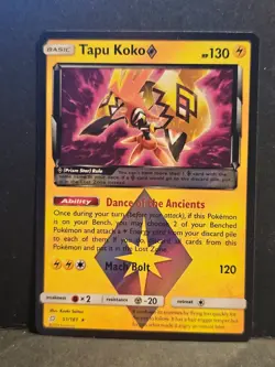 Pokemon Card Tapu Koko 51/181 Team Up Prism Star NM. - Image 1