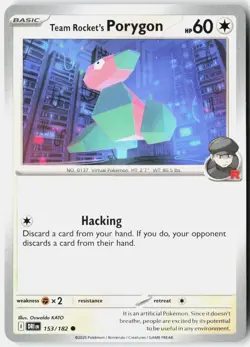 TEAM ROCKET'S PORYGON 153/182 COMMON DESTINED RIVALS POKEMON NM - Image 1