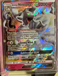 Alolan Ninetales GX Lost Thunder Pokemon Card 132/214 Ultra Rare Holo Card NM - Image 3