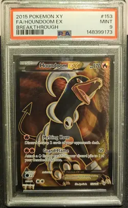 2015 Pokemon XY Houndoom EX FULL ART Breakthrough #153 PSA 9 MINT - New Cert - Image 1