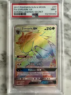 Pokemon Zoroark GX Shining Legends Secret Rare Full Art #77 PSA 9 Mint - Image 1