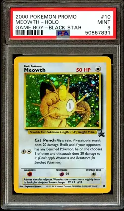 PSA 9 MINT Meowth # 10 HOLO Game Boy WOTC Black Star PROMO Pokemon Card 831 - Image 2