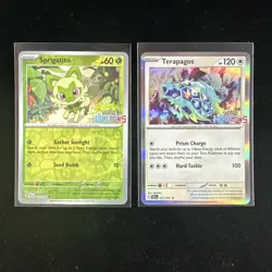 Pokemon TCG Terapagos 161/191 Sprigatito 012/193 Stamped Promos - Image 1