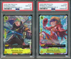 2x One Piece ILLUSTRATION BOX Vol. 3 Sequential Set PSA 10 RORONOA ZORO & LUFFY - Image 1