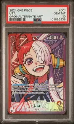 2024 ONE PIECE OP06-WINGS OF THE CAPTAIN ALTERNATE ART #001 UTA PSA 10 - Image 1