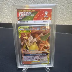 Pokemon Charizard & Braixen GX 22/236 Cosmic Eclipse Graded Card ACE 9 - Image 1