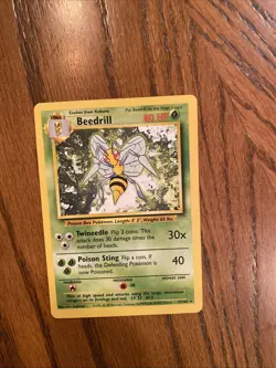 Pokemon Beedrill Base Set 17/102 Holo Trading Card Vintage, Rare Black Star - Image 1