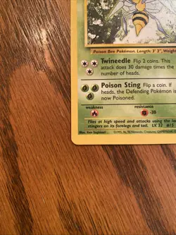 Pokemon Beedrill Base Set 17/102 Holo Trading Card Vintage, Rare Black Star - Image 3