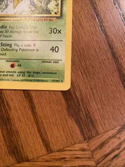 Pokemon Beedrill Base Set 17/102 Holo Trading Card Vintage, Rare Black Star - Image 4