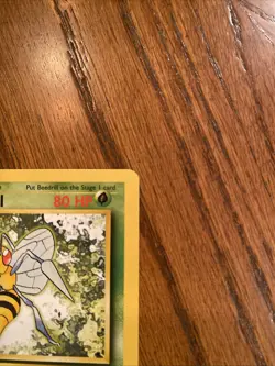 Pokemon Beedrill Base Set 17/102 Holo Trading Card Vintage, Rare Black Star - Image 5
