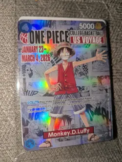 One Piece CCG Monkey D. Luffy College Basketball US Voyage Promo Holo Card - Image 2
