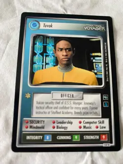 Star Trek CCG 1E Voyager TUVOK Rare Card NEVER PLAYED - Image 1