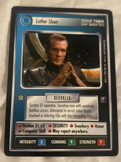 Star Trek CCG 1E 2nd Anthology LUTHER SLOAN Card NEVER PLAYED - Image 1