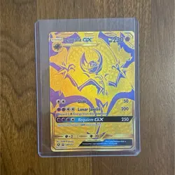 Pokemon Lunala GX SM103A Promo Full Art Gold Foil Black Star Holo English - Image 1