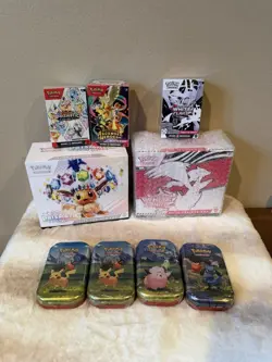 Pokemon TCG Lot Prismatic Evolutions, White Flare, Mini Tins Booster Bundles - Image 1