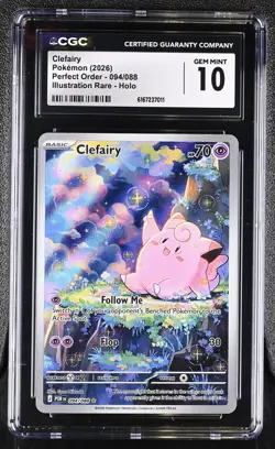 Clefairy 094/088 Illustration Rare Holo Perfect Order Pokemon CGC 10 Gem Mint - Image 1