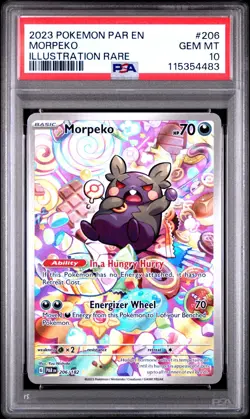 2023 POKEMON PAR EN-PARADOX RIFT ILLUSTRATION RARE #206 MORPEKO PSA 10 - Image 1