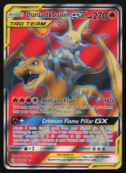 Charizard & Braixen GX 212/236 Full Art Ultra Rare Cosmic Eclipse English NM - Image 1