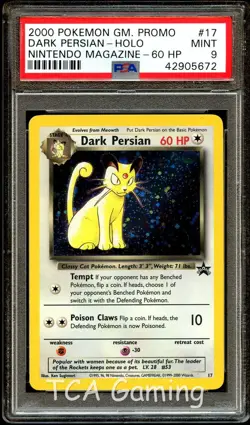 PSA 9 MINT Dark Persian 17 HOLO WOTC Black Star PROMO Pokemon Card 672 - Image 1