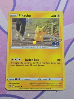 2022 Sword & Shield Pokemon Go Pikachu 27/78 Cosmos Holo NM SWIRL - Image 1