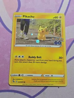 2022 Sword & Shield Pokemon Go Pikachu 27/78 Cosmos Holo NM SWIRL - Image 4
