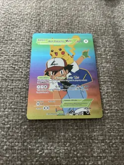 Ash Pikachu Vmax Rainbow Foil Fan Art Card Hp920 G-max Thunder 🔥 - Image 1
