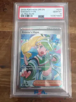 2025 Pokemon Emcee's Hype 220/182 Destined Rivals PSA 10 Ultra Rare Holo ENG - Image 1