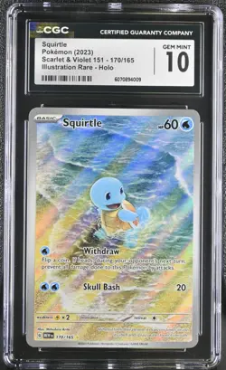 CGC 10 Squirtle 170/165 Illustration Rare Sv: Scarlet & Violet 151 Pokemon TCG - Image 1