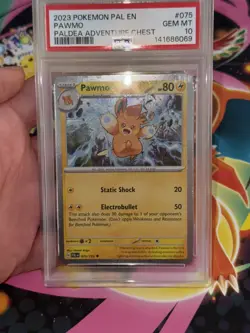 2023 POKEMON PAL EN-PALDEA EVOLVED PALDEA ADVENTURE CHEST #075 PAWMO PSA 10 - Image 1