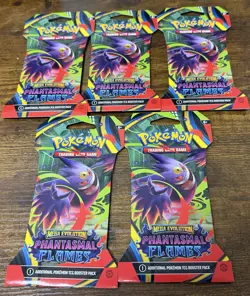 Pokemon Phantasmal Flames Gengar Art Sleeved Booster Pack Lot x5 Sealed - Image 1
