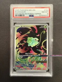2025 Pokemon Bulbasaur 133/132 Mega Evolution Enhanced Stamped Promo PSA 8 - Image 1