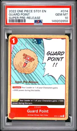 2022 ONE PIECE SUPER PRE RELEASE ST01-014 GUARD POINT PSA 10 GEM MINT - Image 1
