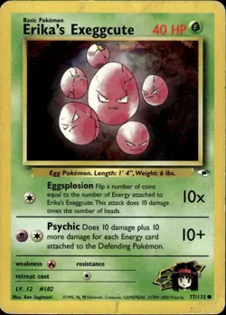 Erika's Exeggcute 77 Common Gym Heroes 077/132 Grass Unlimited Pokemon Card - Image 1